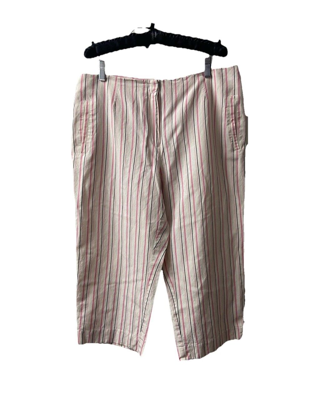 Lizgolf Audra Striped Pink Golf Pants Cropped Front Zip Pockets Womens 14